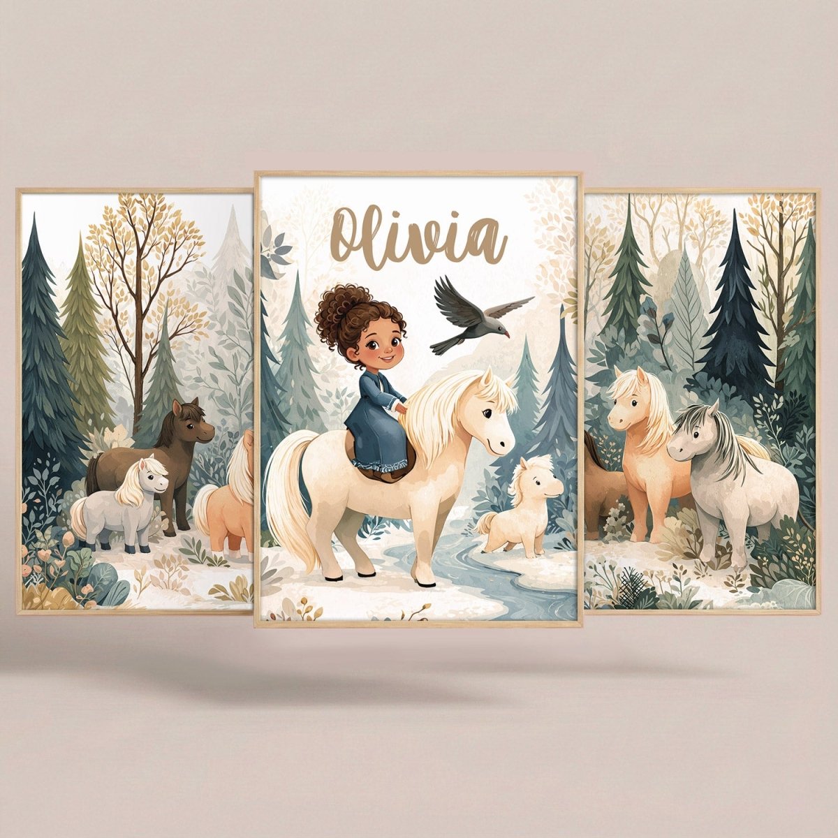 Woodland Ponies – Custom Poster Set - Tiny Lines